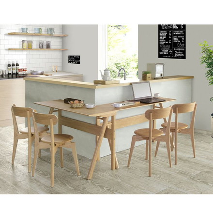 組み換え自由自在 ダイニングテーブル 幅120 オーク 天然木 L字 テーブル カウンター