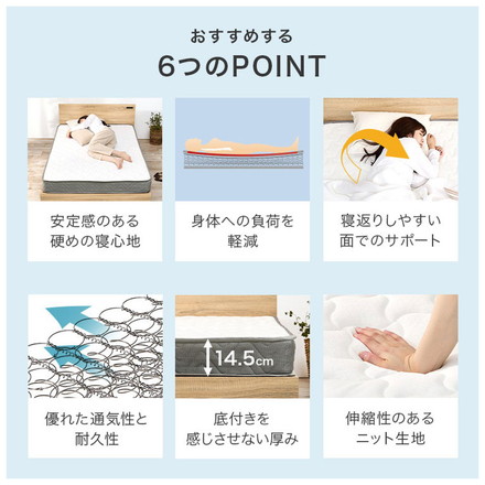 ボンネルコイルマットレス SD セミダブル 幅120cm 厚み14.5cm マットレス ボンネルコイル マット 敷布団