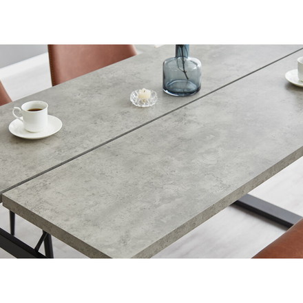 ダイニングテーブル 138×80cm コンクリート調 木目調 メラミン天板 スチール脚 テーブル ダークブラウン