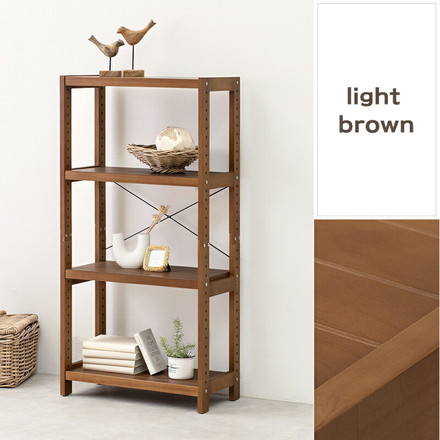 オープンラック 4段 幅60cm 木製 天然木 棚板高さ調節 魅せる収納 棚 シェルフ 北欧 フレンチカントリー調 ホワイトウォッシュ