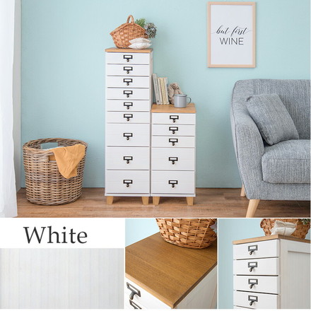 書類チェスト 9段 A4収納 多段チェスト 天然木 書類収納 取っ手付き アンティーク カントリー調 キッチン 書斎 ブラウン