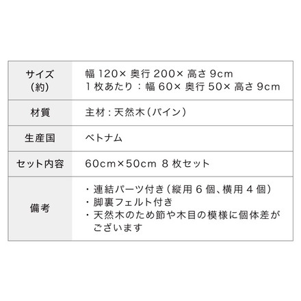 パレットベッド セミダブル 天然木パイン 簡単 組み替え 8枚セット 分割式 すのこベッド 耐荷重350kg