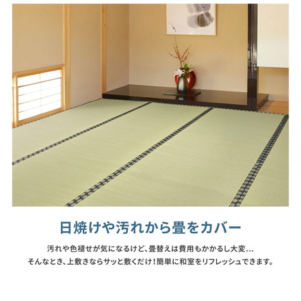 フリーカット裏付き い草カーペット 261×352cm みすず 江戸間6畳 補修テープ付き 防カビ はっ水