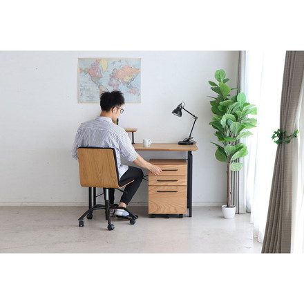 デスクワゴン 幅40cm 木製 コンパクト ナチュラル 木目 スチール 収納ワゴン シンプル ハウタ