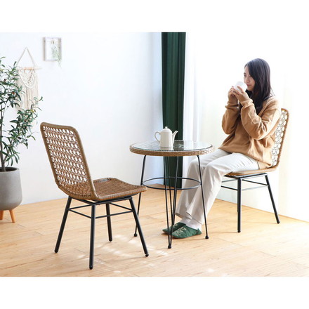 ラタン調 ダイニングチェア 肘無し ガーデンチェア スチール脚 椅子 イス チェア ラタンチェア 北欧