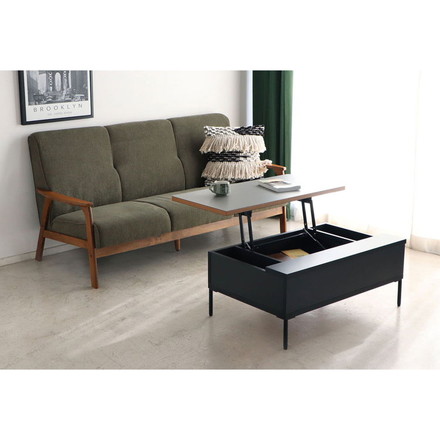 ダイニングテーブル 昇降式 収納機能 国産 幅89.5 奥行き58.8 高さ37-58.2cm