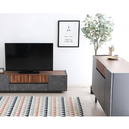 キャビネット 幅90cm 日本製 完成品 サイドボード チェスト リビングボード 脚付き コンクリート調 引き出し収納