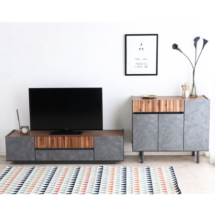 キャビネット 幅120cm 日本製 完成品 サイドボード チェスト リビングボード 脚付き コンクリート調