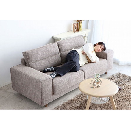 ソファ ヘボン UP 東馬 ソファ 3人掛け ブラウン おしゃれ 木脚 クッション付き 北欧風 リビングソファ