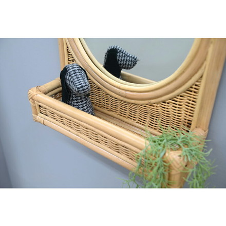 鏡 ラタン ミラー ナチュラル 壁掛け 置き型 韓国 インテリア コンパクト 北欧 ディスプレイ