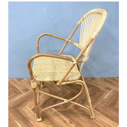 定番 ラタンチェア 1人掛け 完成品 1人用 1P チェア 椅子 いす 皮付きラタン 籐 木製 アジアン