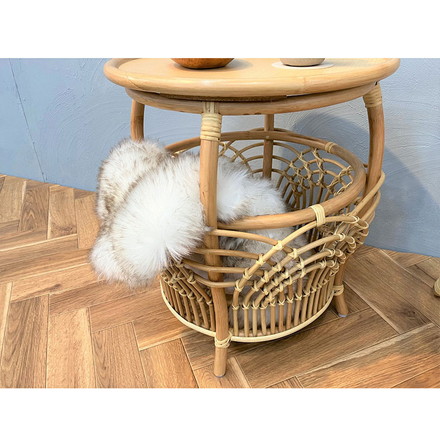 ラタン サイドテーブル 円型 幅45cm ナチュラル リビングテーブル センターテーブル