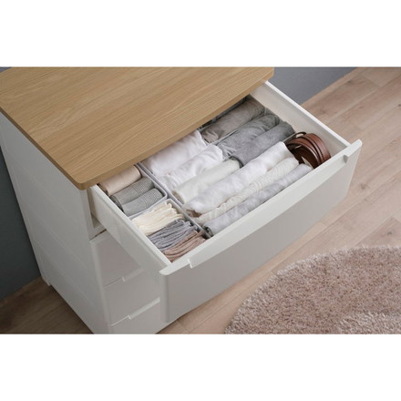 アイリスオーヤマ ウッドトップノックダウンチェスト 幅56cm 4段 KDMG-564WT ホワイト 木目調 天板