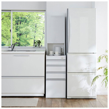 ステンレス キッチン収納棚 スリム 隙間収納 40cm 幅40cm 日本製 すき間収納 鏡面 ホワイト ルミナーレ