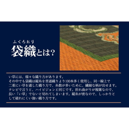 純国産 袋五重織い草マット 『華紋草』 約88×150cm(裏:不織布)
