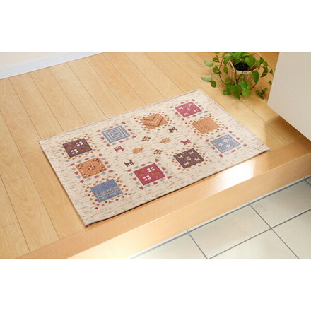 玄関マット 洗える ギャベ柄 ギャベル アイボリー 50×80cm 滑りにくい加工