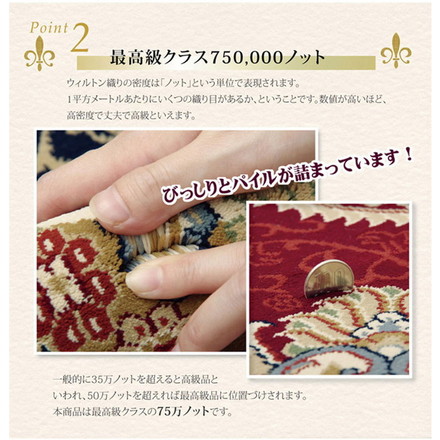 トルコ製 ウィルトン織り 玄関マット ベルミラ ワイン 約70×120cm