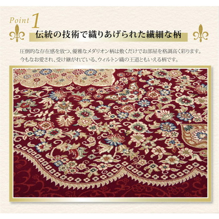 トルコ製 ウィルトン織り カーペット 『ベルミラ RUG』 ワイン 160x230cm