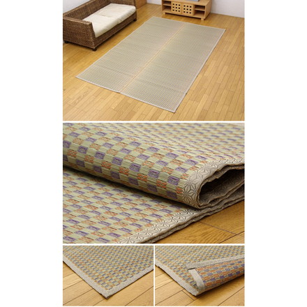 純国産 い草花ござ 『西条』 ベージュ 江戸間6畳（約261×352cm）