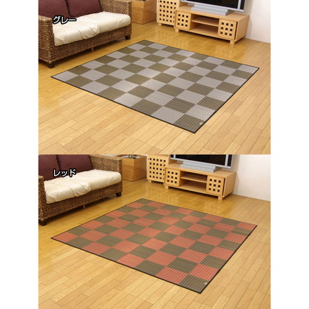 純国産 い草花ござカーペット 『銀河』 レッド 江戸間6畳（約261×352cm）