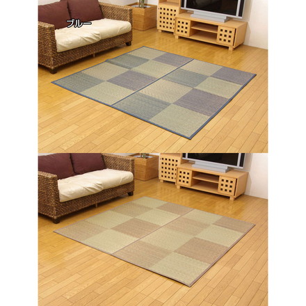 い草花ござカーペット 『DXパルコ裏張CP』 ブラウン 江戸間4.5畳（約261×261cm) （裏:不織布）