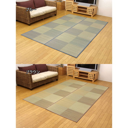 い草花ござカーペット 『DXパルコ裏張CP』 ブラウン 江戸間6畳（約261×352cm) （裏:不織布）