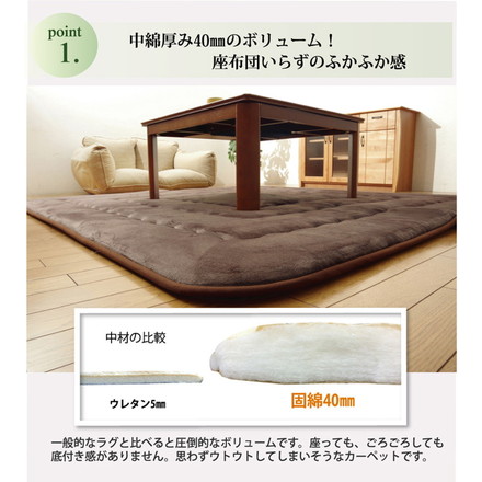 国産固綿40mm使用 マイクロファイバー生地 ふっくら敷 『フィーラF敷』 ブラウン 190x190cm