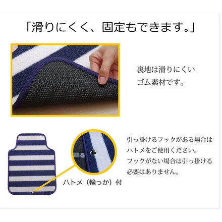 フロアマット カーマット 運転席 助手席 ベーシック ボーダー ロカ フロントマット ネイビー