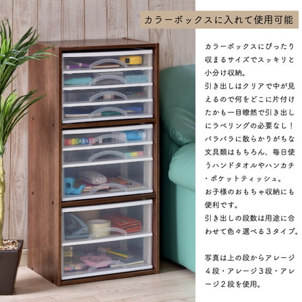 収納ケース カラーボックスにピタッと収まる アレージ2段 A4サイズ収納 プラスチックケース レターケース 引き出し クリア 透明