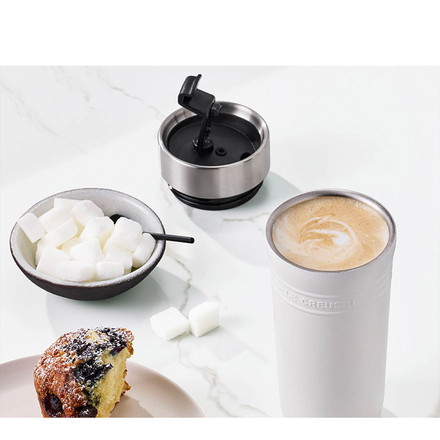 LE CREUSET On The Go トラベルマグ 350ml OTG 保温 保冷 スクリュー 密閉 直飲み ステンレス 水筒 ボトル タンブラー マグ マグボトル コンパクト デスクワーク ル・クルーゼ ルクルーゼ チェリーレッド