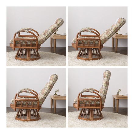天然籐 座椅子 ハイタイプ リクライニング3段階 360回転 ラタン 回転座椅子 座椅子 1人掛け リラックスチェア
