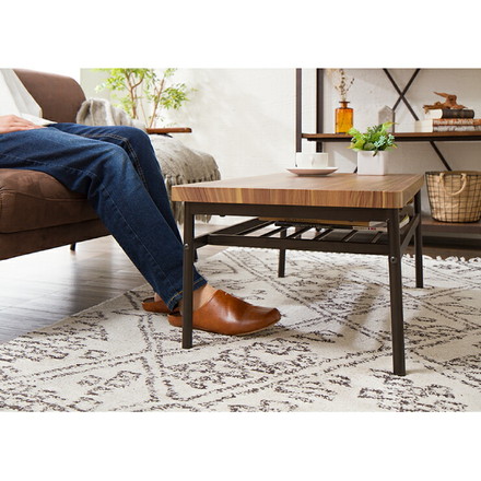 センターテーブル 棚付き 収納 木目 スチール ブラウン リビング テレワーク 在宅勤務 一人暮らし 新生活 テーブル ローテーブル