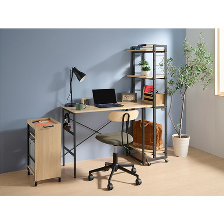 オープンラック 幅53 奥行30 高さ146.5cm キャスター付き 可動棚 S字フック付き 収納ラック 4段 デスク