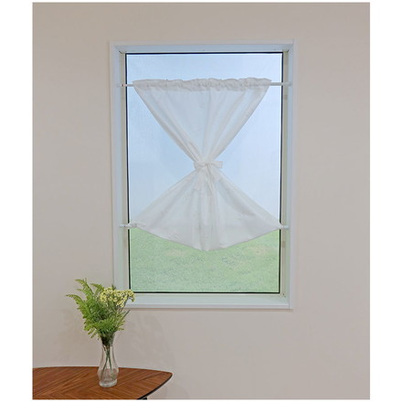 日本製 小窓レースカーテン 約巾70cm×丈120cm 小窓 出窓 カフェカーテン 遮熱 断熱 UVカット 目隠し