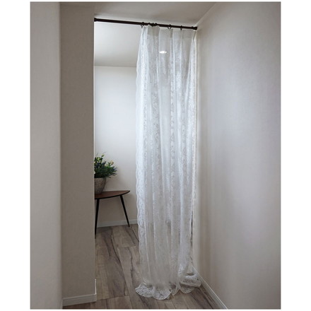 日本製 フリーカットレースカーテン 巾100cm×丈250cm バラ柄 花柄 2枚組 自由に長さ変更 ハサミでカット