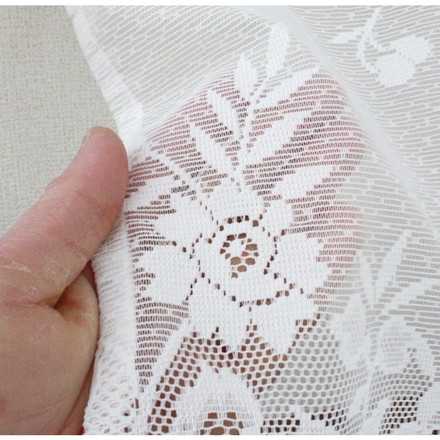 日本製 カフェカーテン バラ柄 レース 幅145cm×丈48cm 窓辺 トイレ 仕切り 装飾 目隠し カモフラージュ