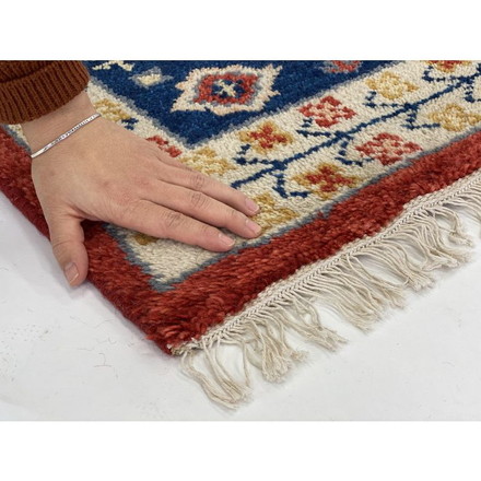 ラグ 190×190cm トライバル 部族絨毯風 ウール コットン 天然素材