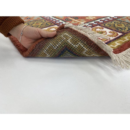 ラグ 90×130cm フラッグ トライバル 部族絨毯風 ウール コットン 天然素材