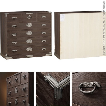 完成品 日本製 焼 桐 収納 タンス 箪笥 5段 三条 桐タンス たとう紙 着物 国産 幅106 奥行き46 高さ98