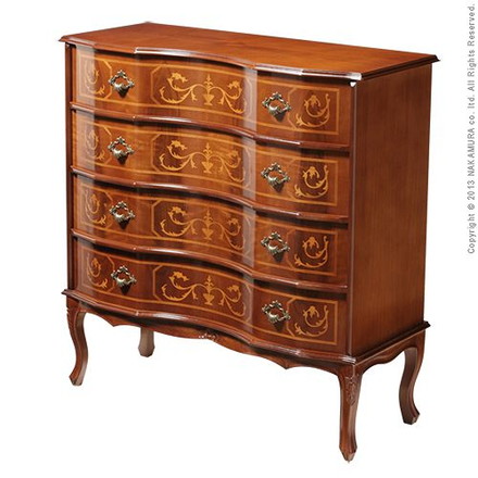 完成品 チェスト イタリア製 四段 猫脚 4段 ヴェローナクラシック 幅87 コンパクト スリム 大容量