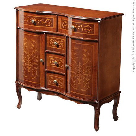 完成品 リビング キャビネット イタリア製 猫脚 ヴェローナクラシック 引き出し 幅87 ワイド 大容量