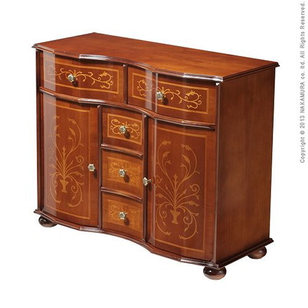 完成品 リビング キャビネット イタリア製 丸脚 ヴェローナクラシック 引き出し 幅87 ワイド 大容量