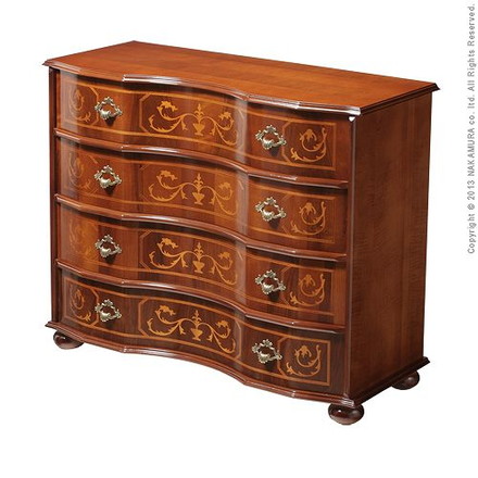 完成品 チェスト イタリア製 四段 丸脚 4段 ヴェローナクラシック 幅87 コンパクト スリム 大容量