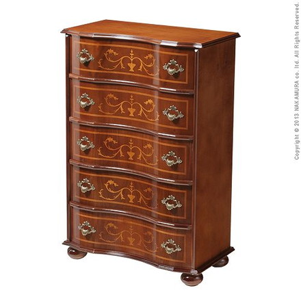 完成品 チェスト イタリア製 五段 丸脚 5段 ヴェローナクラシック 幅58 コンパクト スリム 大容量