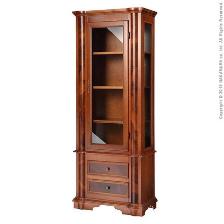 完成品 イタリア製 ヴェローナ クラシック ガラス キャビネット 本棚 ブックラック 幅75 大容量