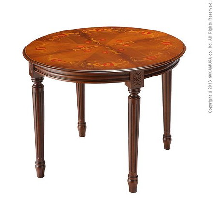 イタリア製 ヴェローナ クラシック ダイニングテーブル 円形 幅90 丸型 机 食卓 アンティーク コンパクト スリム