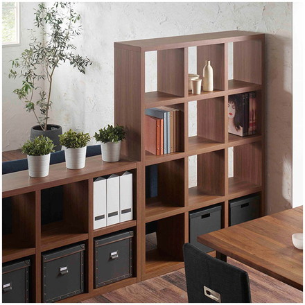 フナモコ フリーダム 縦横 両面 シェルフ リアルウォールナット 木目 ブラウン 書棚 飾り棚 書庫 間仕切り