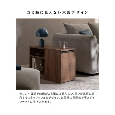 ダストボックス付きサイドテーブル サイドテーブル ゴミ箱 ダストボックス ソファ横 リビング 20L 可動棚 収納 ブラウン