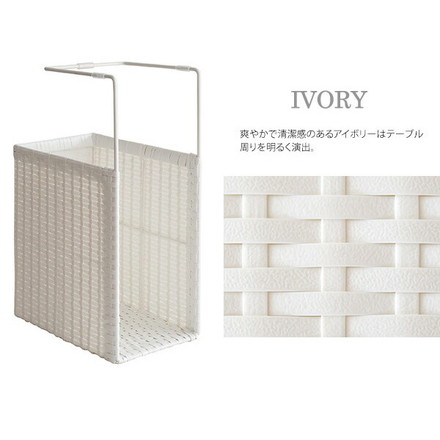 ラタン調 ハンキングラック RUTINA(ルティーナ) A4ファイルも入る高さ 人工ラタン製 ちょい足し収納 アイボリー