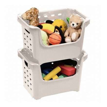 日本製 積み重ね ストッカー 仕切り付 ワームグレー LD-246 Style Storage